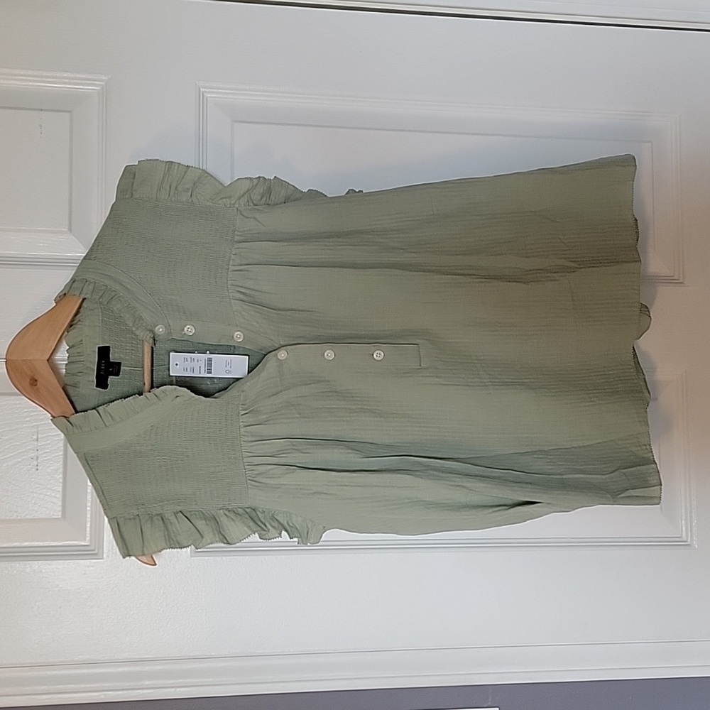 J Crew smocked ruffle gauze top